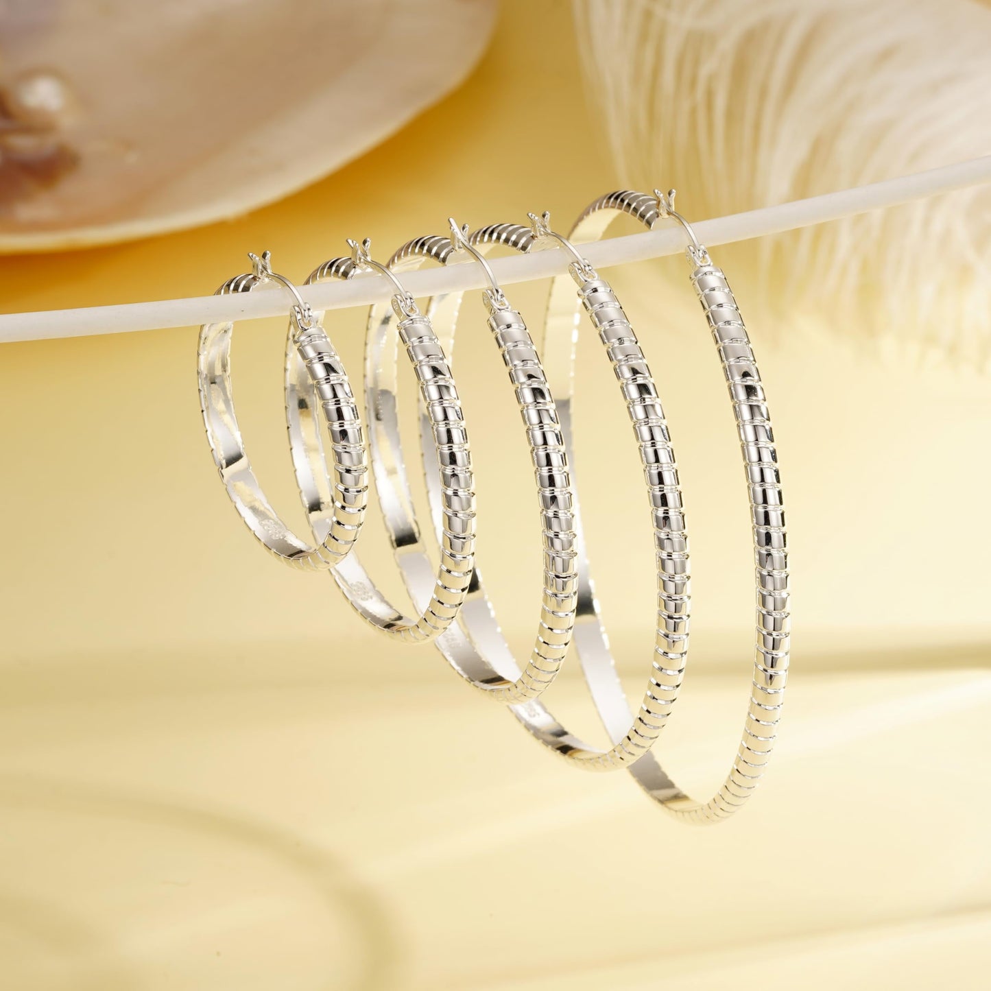 4 Pairs Small Hoop Earrings for Women, Silver Small Cubic Zirconia Huggie Hypoallergenic Earrings Set for Multiple Piercing, Dainty Cartilage Earrings for Women Birthday Christmas Gifts