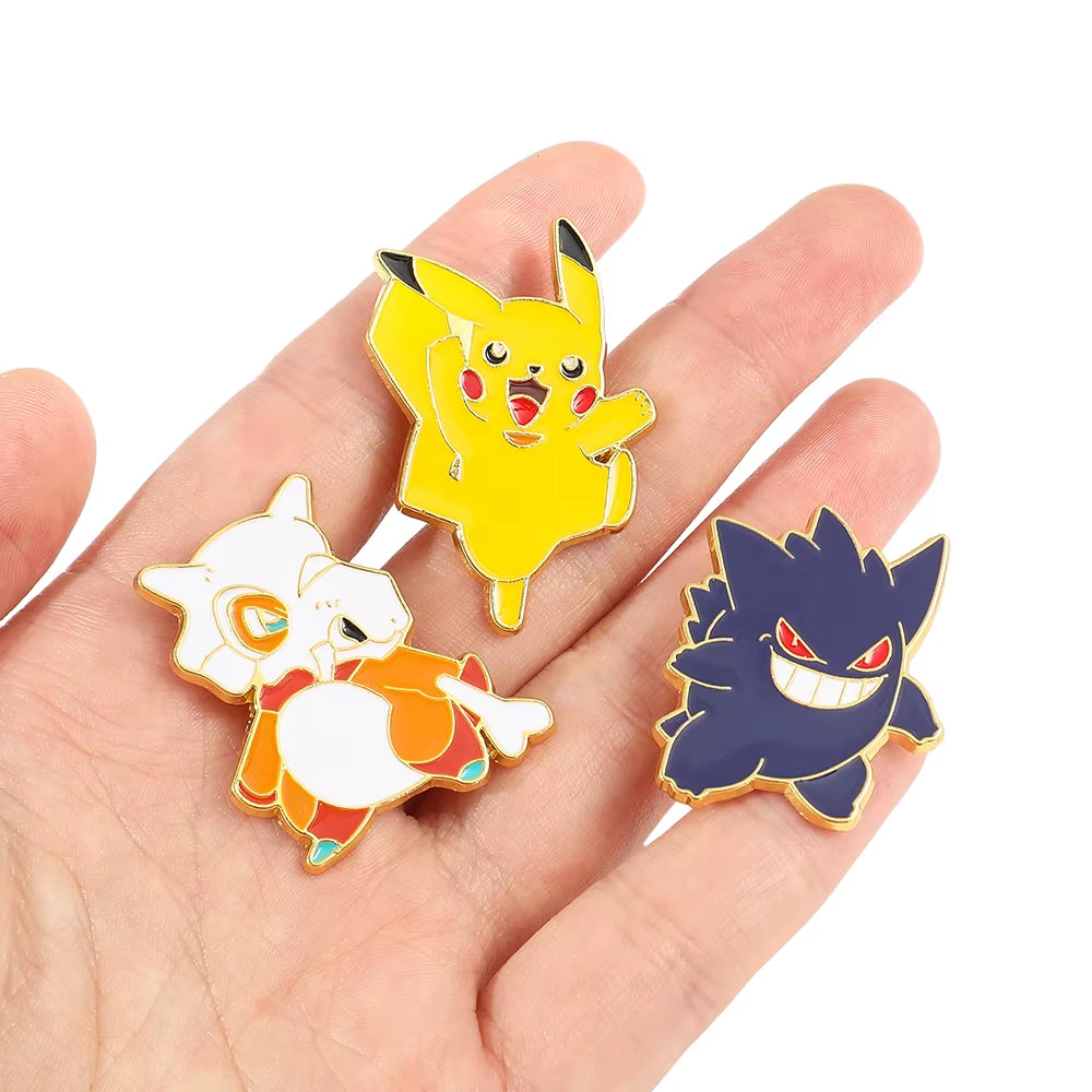 Anime Brooch Pins for Backpack Brooch Pokeball Gengar Meowth Pikachu Squirtle Cute Enamel Pin Kids Gift Accessories