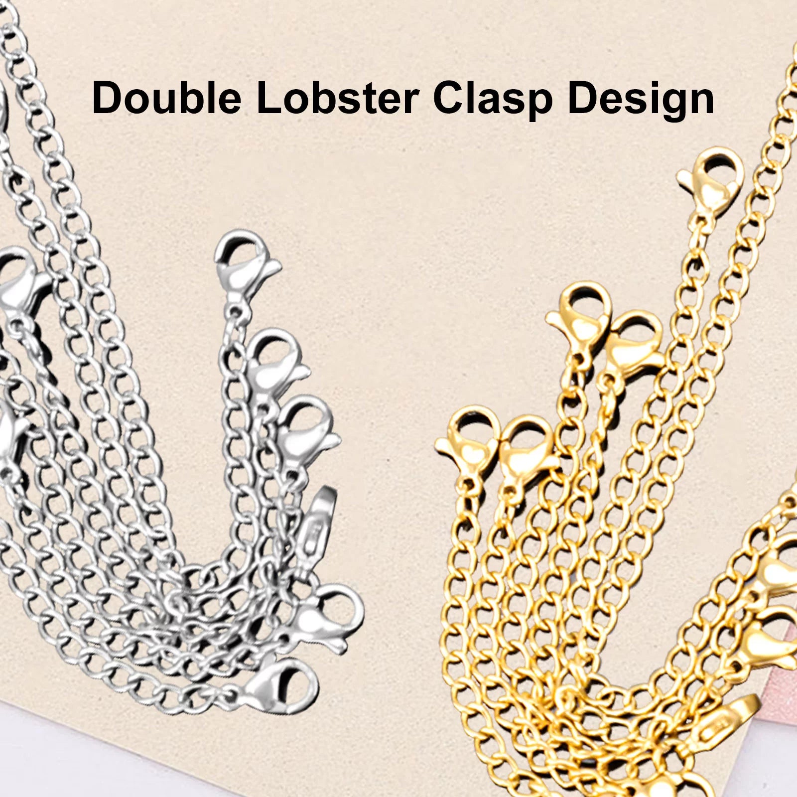 24/12Pcs Necklace Extenders, Stainless Steel Necklace Bracelet Extender Chain Set, Anklet Extension Chains with Double Lobster Clasps and Closures for Jewelry Making, Fine Chain (Silver and Golden)